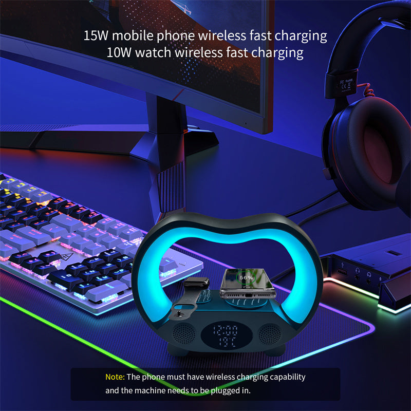 2024 New 6 In 1 Smart Remote Control Bluetooth Wireless Charger Night Light Bluetooth-compatible Speaker