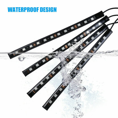 Auto LED RGB Interior Atmosphere Strip Light Decorative Foot Lamp With USB Wireless Remote