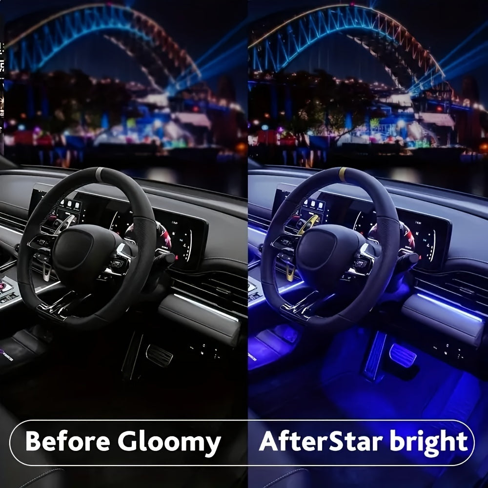 Auto LED RGB Interior Atmosphere Strip Light Decorative Foot Lamp With USB Wireless Remote