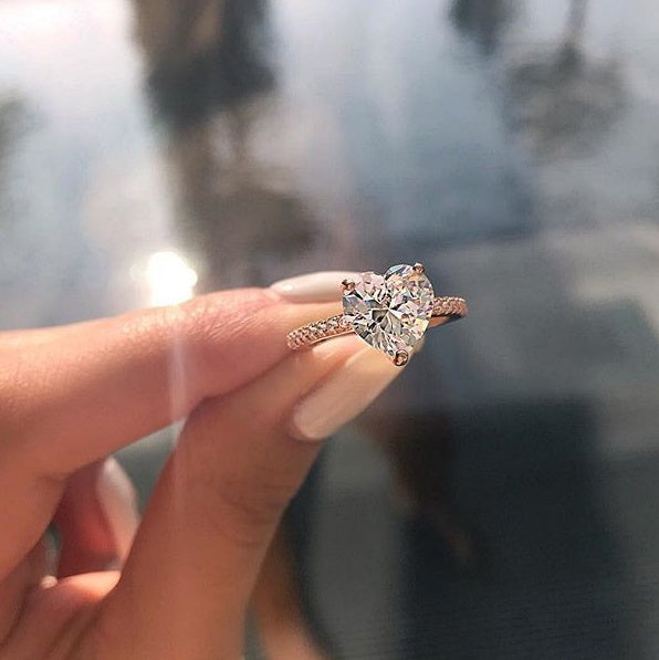 inlaid AAA zircon heart-shaped ring engagement