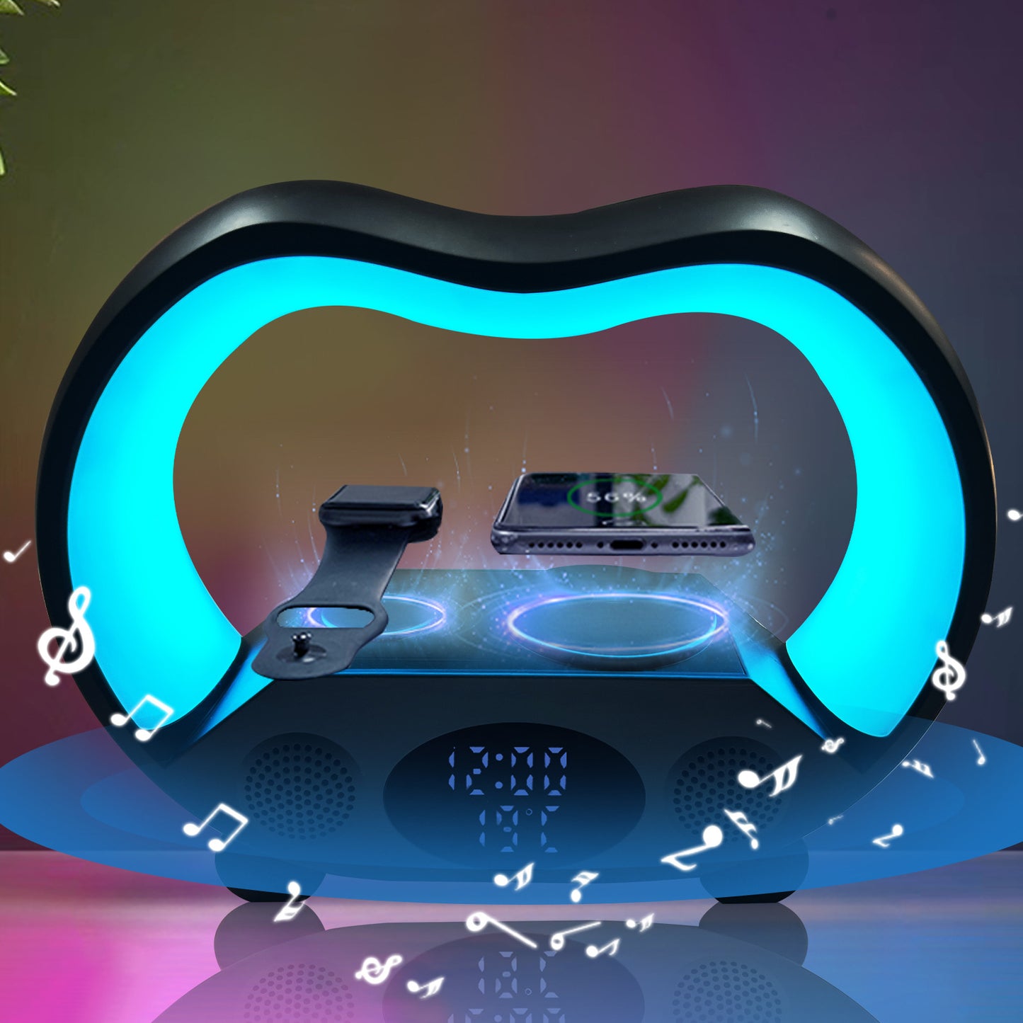 2024 New 6 In 1 Smart Remote Control Bluetooth Wireless Charger Night Light Bluetooth-compatible Speaker