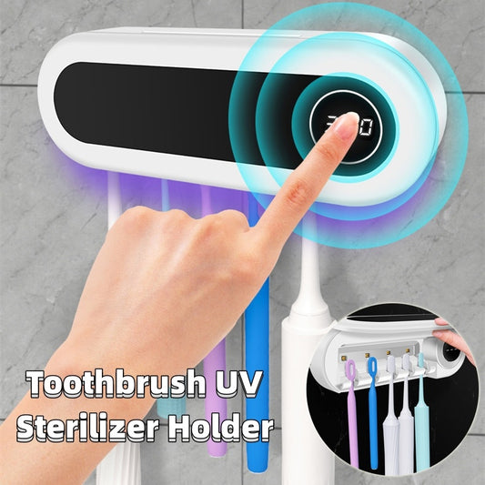 Wall Mounted Toothbrush Holder Smart Toothbrush UV Sterilizer Holder Toothpaste