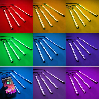 Auto LED RGB Interior Atmosphere Strip Light Decorative Foot Lamp With USB Wireless Remote