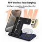 15W 3 In 1 LED Fast Wireless Charger Stand Foldable Charging Station for Smart Phone, IWatch, Air pods Pro