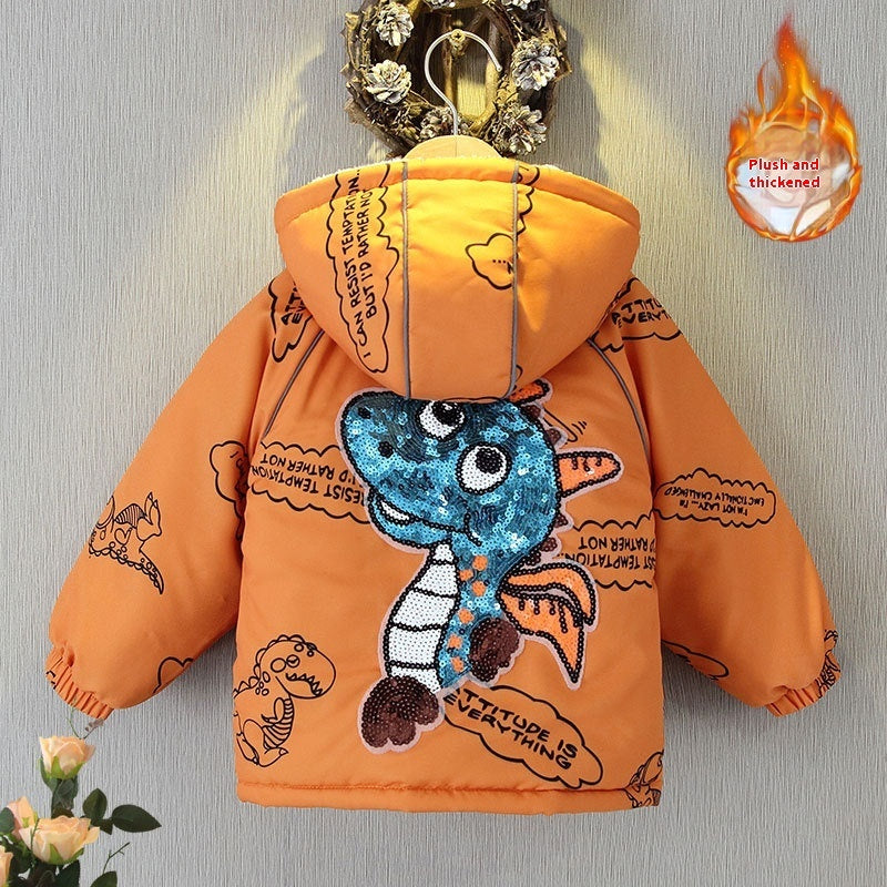 Boys' Autumn And Winter Clothes Velvet Padded Thickened Coat