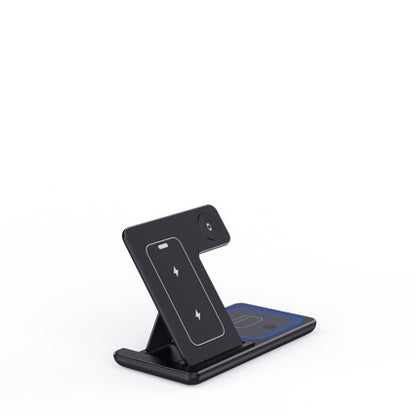 15W 3 In 1 LED Fast Wireless Charger Stand Foldable Charging Station for Smart Phone, IWatch, Air pods Pro