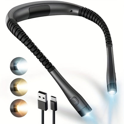 LED Flexi Neck Reading Light Bendable, Rechargeable, Long-Lasting Book Light For Reading In Bed, Knitting, Camping, Repairing, Outdoor Activities