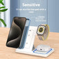 15W 3 In 1 LED Fast Wireless Charger Stand Foldable Charging Station for Smart Phone, IWatch, Air pods Pro