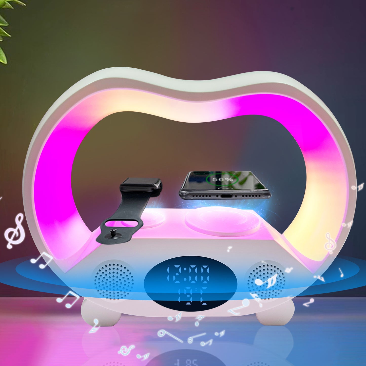 2024 New 6 In 1 Smart Remote Control Bluetooth Wireless Charger Night Light Bluetooth-compatible Speaker
