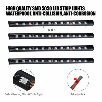 Auto LED RGB Interior Atmosphere Strip Light Decorative Foot Lamp With USB Wireless Remote