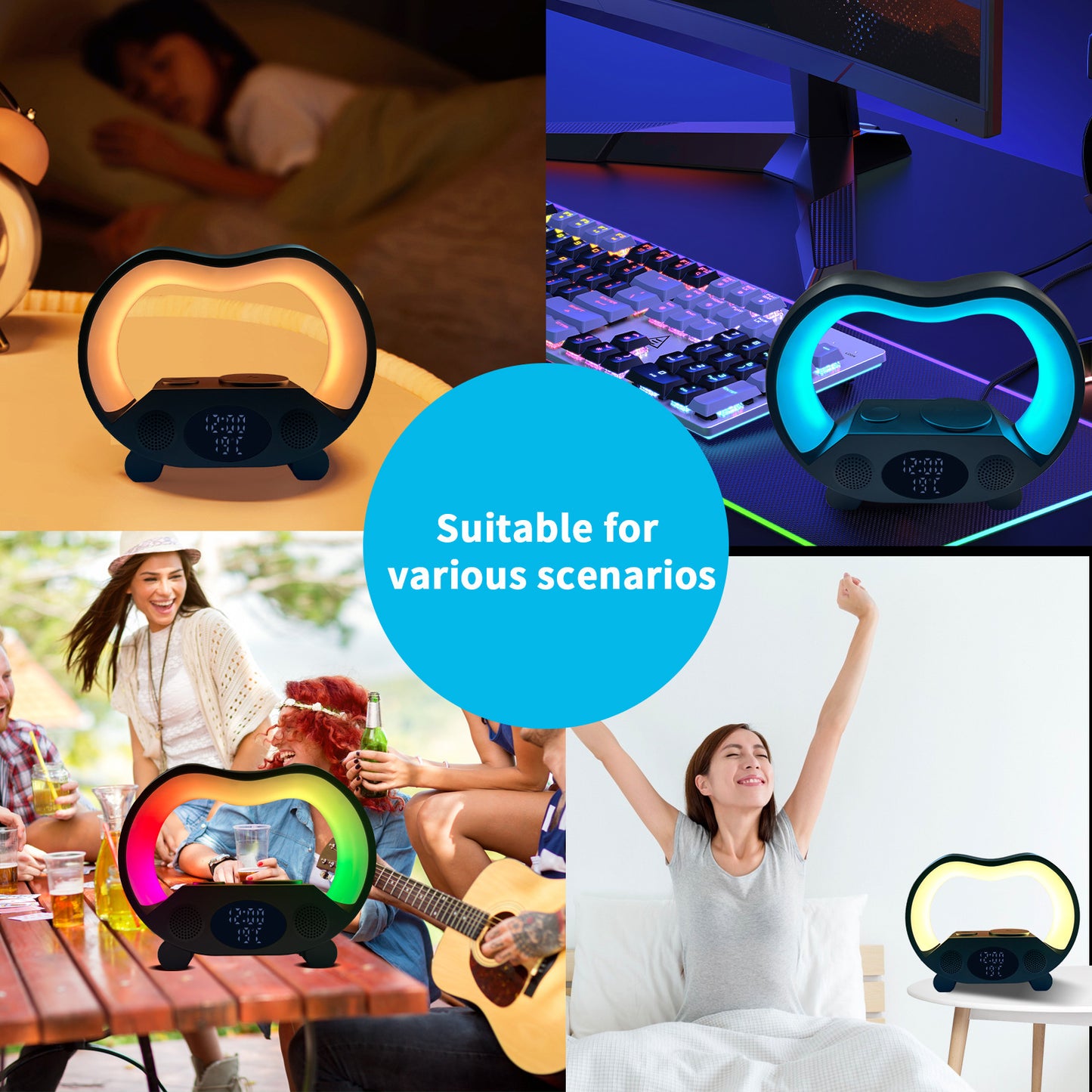 2024 New 6 In 1 Smart Remote Control Bluetooth Wireless Charger Night Light Bluetooth-compatible Speaker